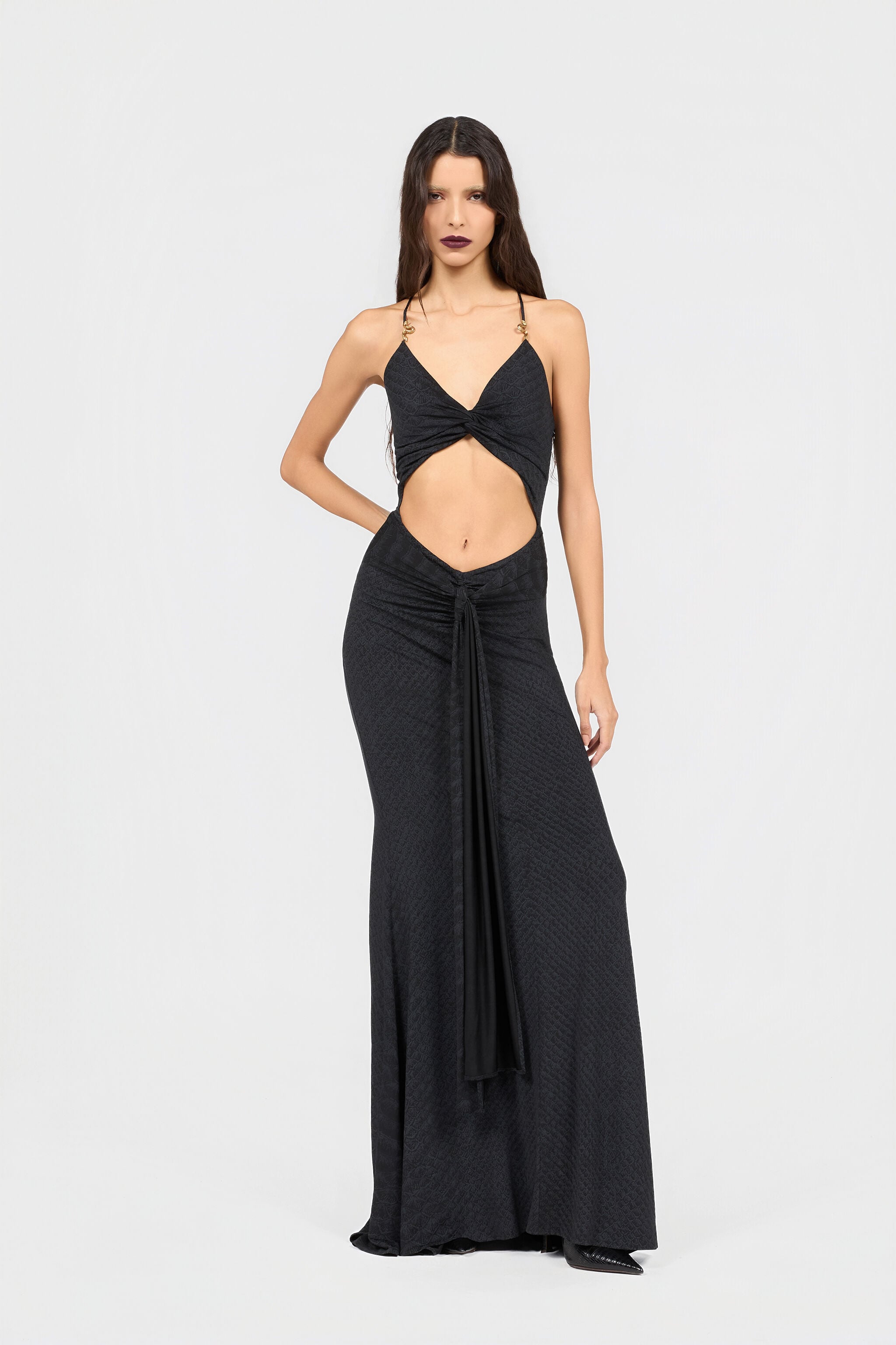 RC Serpentine Print Maxi Dress RC Serpentine Print Maxi Dress BLACK XQT121-NLS36