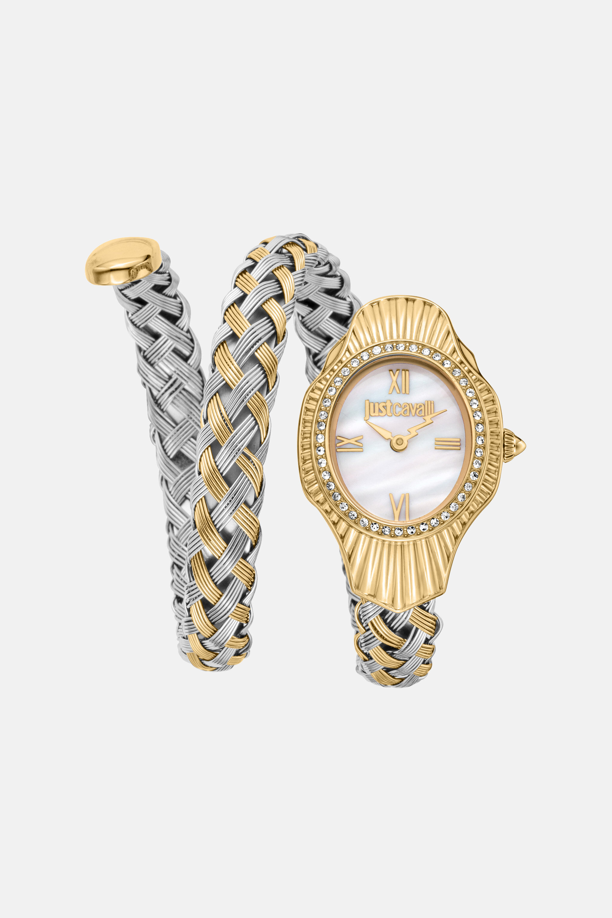 Just Cavalli Signature Snake watch in Silver/Gold for Women