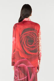 RC Camisa con estampado piel de jaguar y rosas Rojo UKT704-4QN48