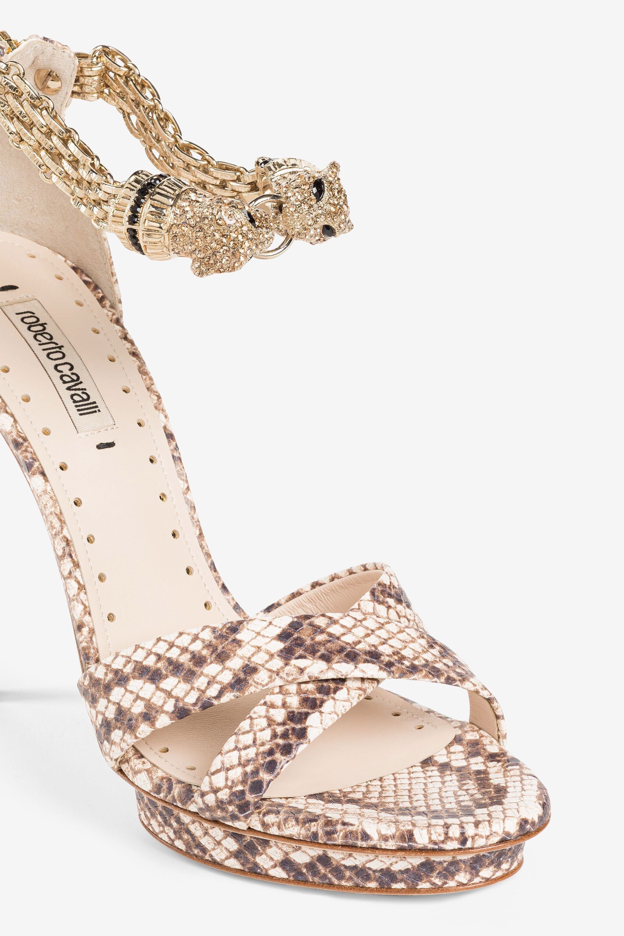 テンさん専用　roberto cavalli Snake-print sandals in Light brown for Women | Roberto Cavalli®