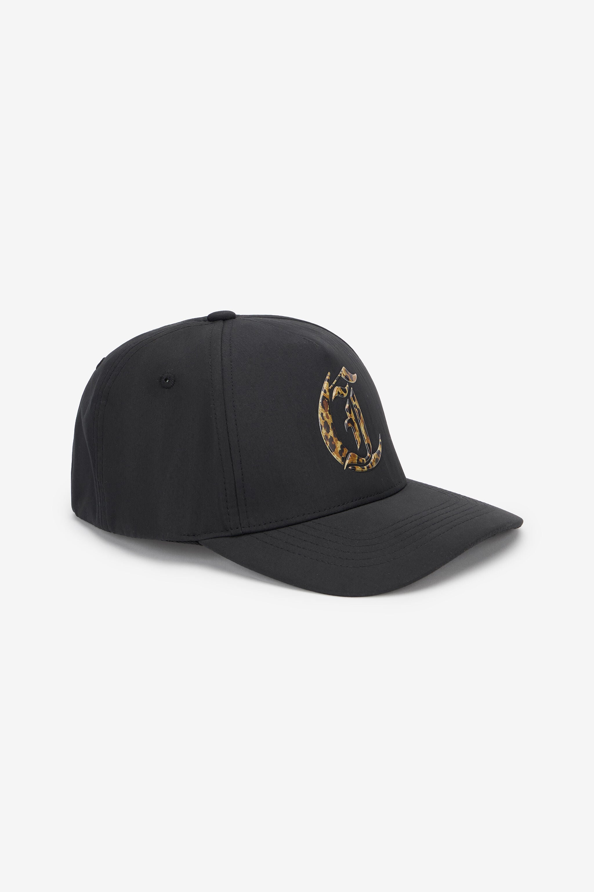 JC Schwarze Baseballkappe mit Leopard Monogram RC JC Schwarze Baseballkappe mit Leopard Monogram RC BLACK UFA019-UF348