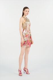 RC Miami Flowers Print Mini Dress GREEN/FUCHSIA WQT170-VXR32