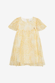 JU Silk Dress With Floral Print Yellow UJT102-2NO41