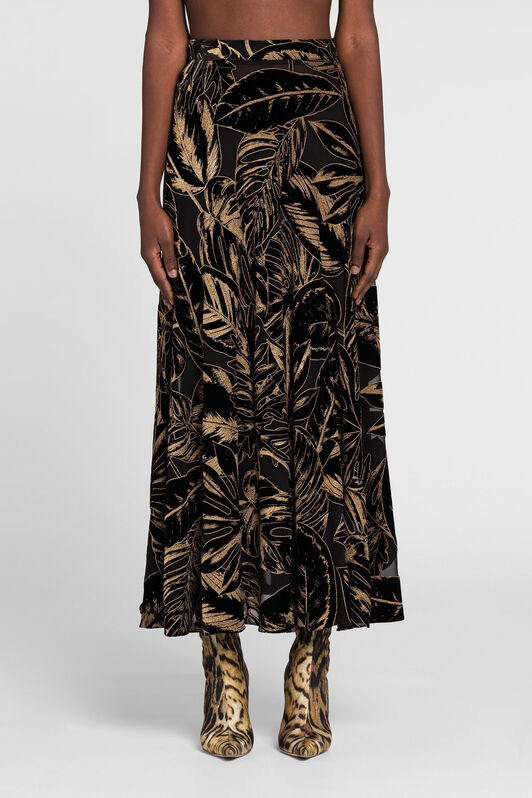 RC Leaf Velvet-Devoré Skirt RC Leaf Velvet-Devoré Skirt NERO/ORO PKT308-VL066