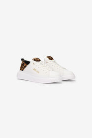 JC White Sneakers With Leopard Detail WHITE VFS077-VF605