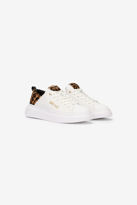 JC White Sneakers With Leopard Detail JC White Sneakers With Leopard Detail WHITE VFS077-VF605