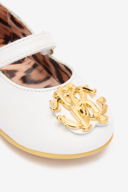 JU Mary Janes With Golden RC Monogram JU Mary Janes With Golden RC Monogram WHITE/GOLD TJS00N-ZCJ01