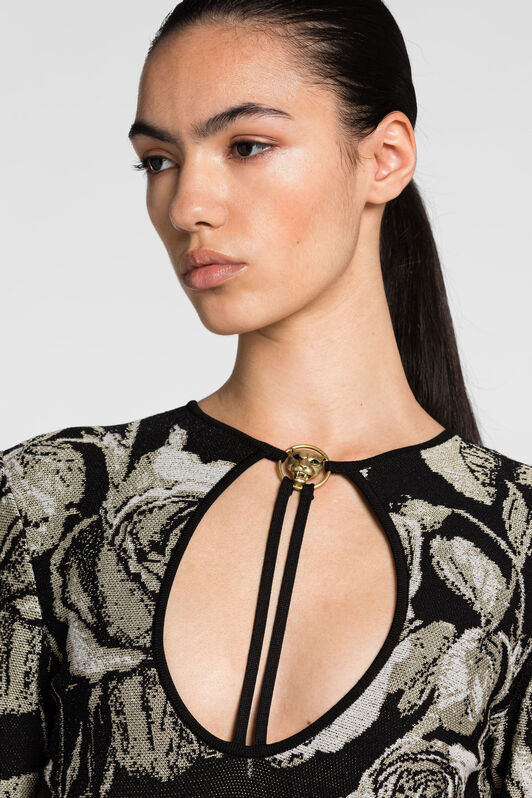 RC Rose-Jacquard Cut-Out Dress RC Rose-Jacquard Cut-Out Dress SILVER/BLACK PQM103-MI150