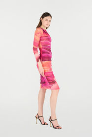 RC Sheath Dress With Rose Print Fuchsia UKT146-6HN48