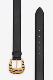RC Leopard Skin Belt With Bejeweled Buckle Black VKC005-PZ796