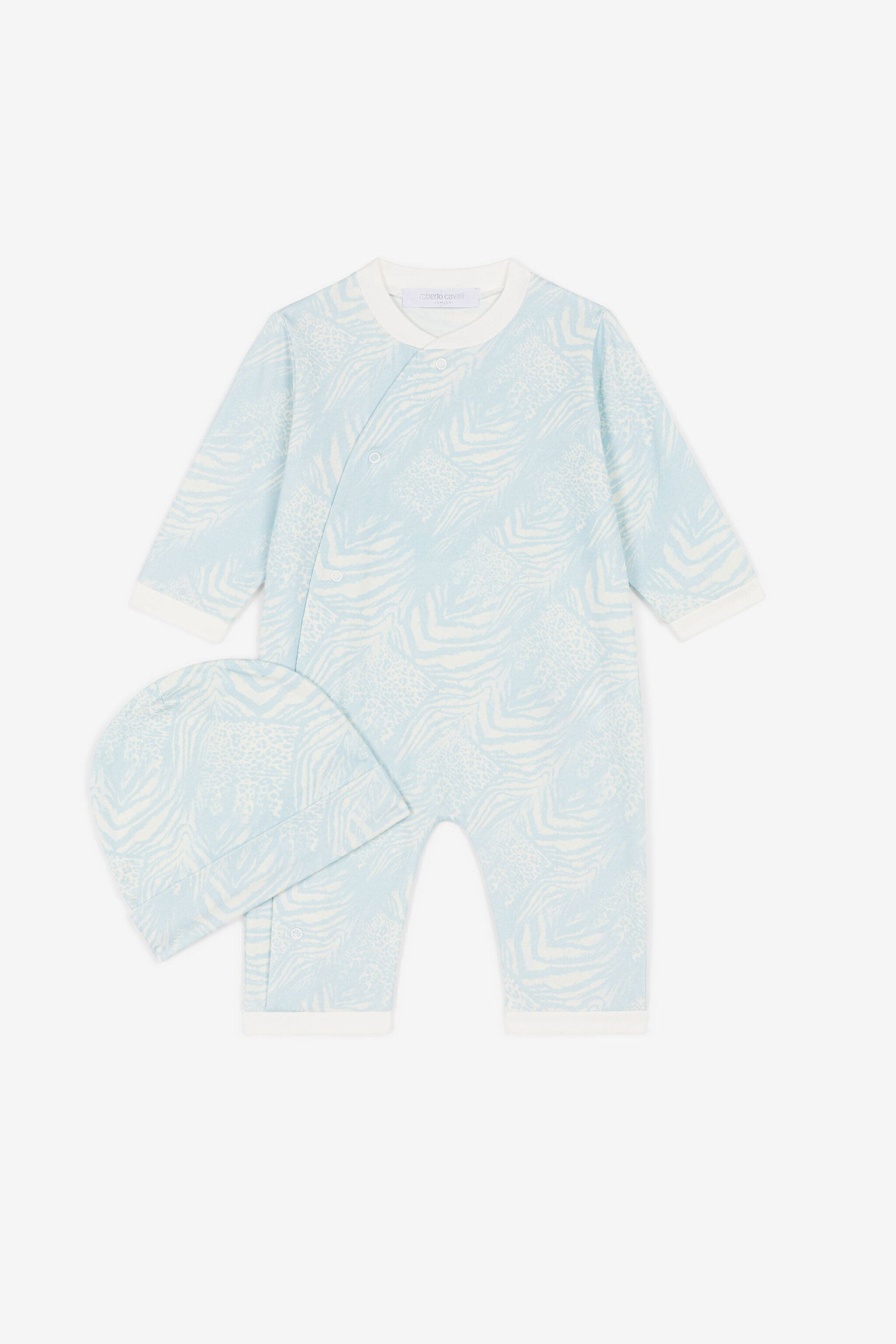 JU Animalier Patchwork-Print Babygrow Set JU Animalier Patchwork-Print Babygrow Set Light Blue OJT80A-JMC76