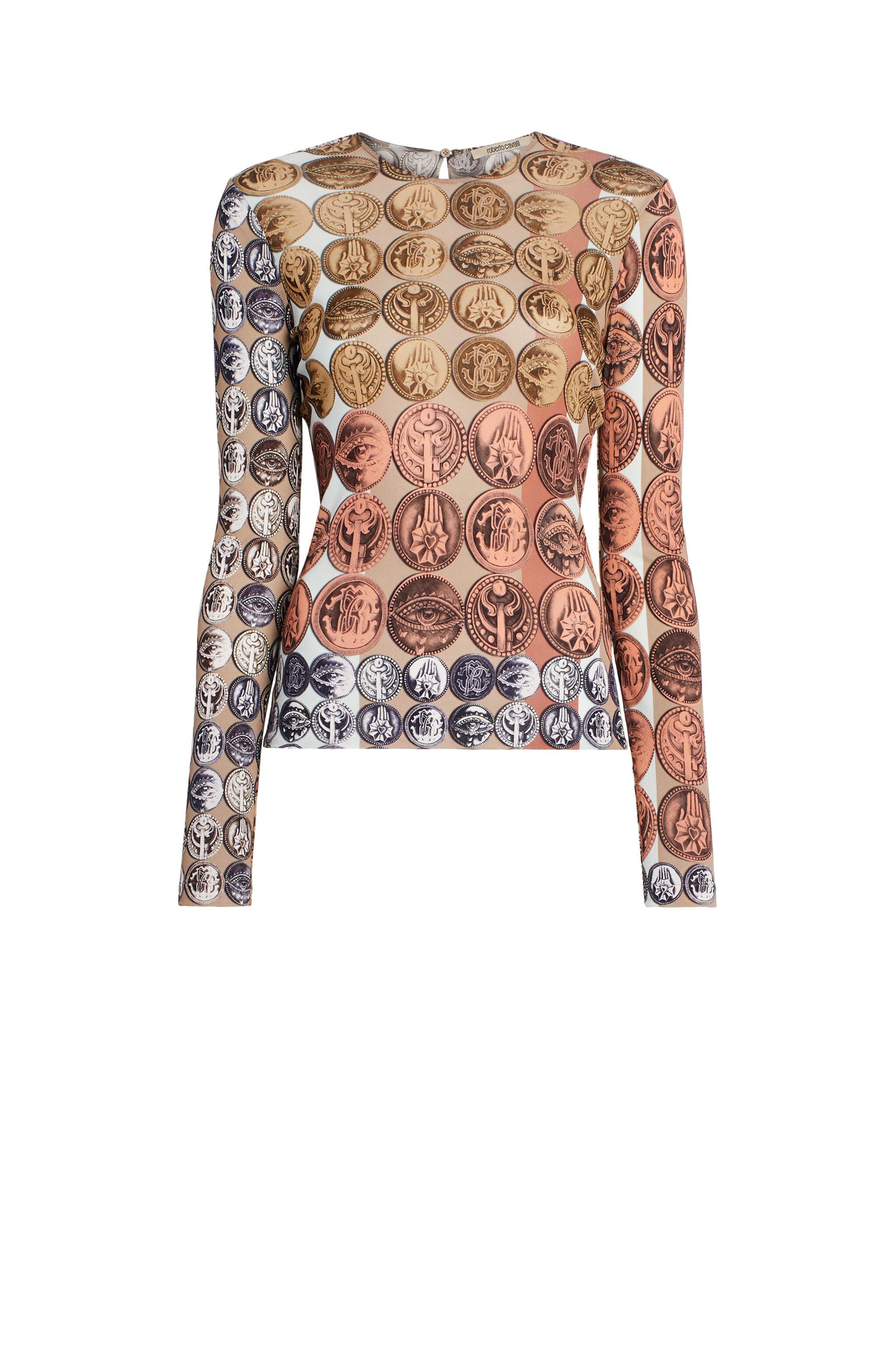 RC Top mit Stripes & Coins Print RC Top mit Stripes & Coins Print TERRACOTTA/TAN IWT609-7HR40