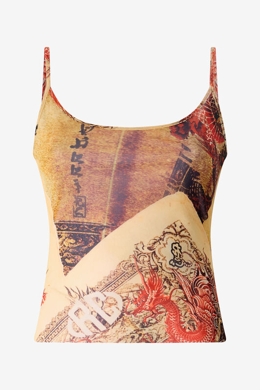 RC Top With Spaghetti Straps And All-Over Print NATURALE/ROSSO VQT60F-TLQ00