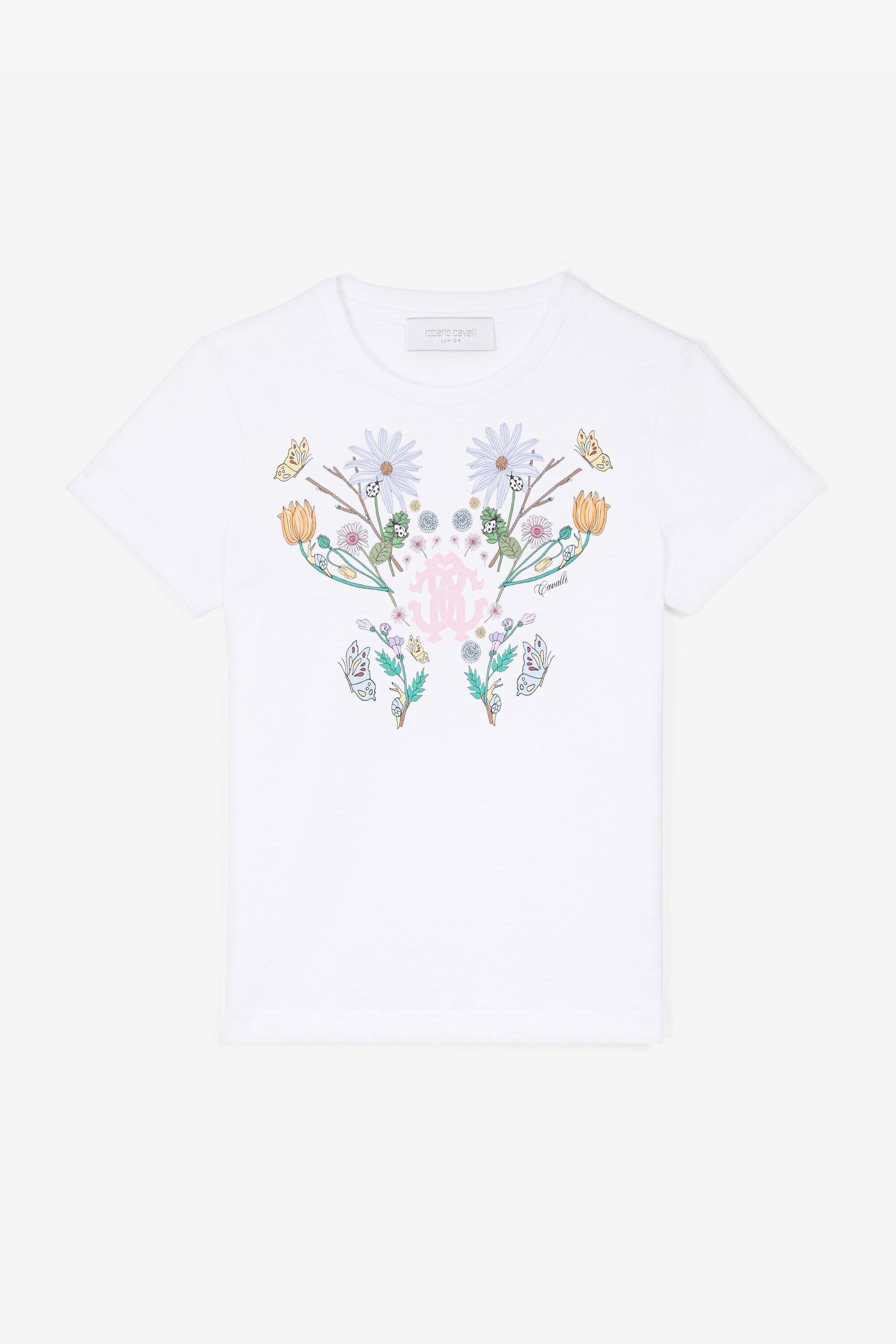 JU T-Shirt mit Blumen-Print JU T-Shirt mit Blumen-Print Weiß RJT60X-JD001