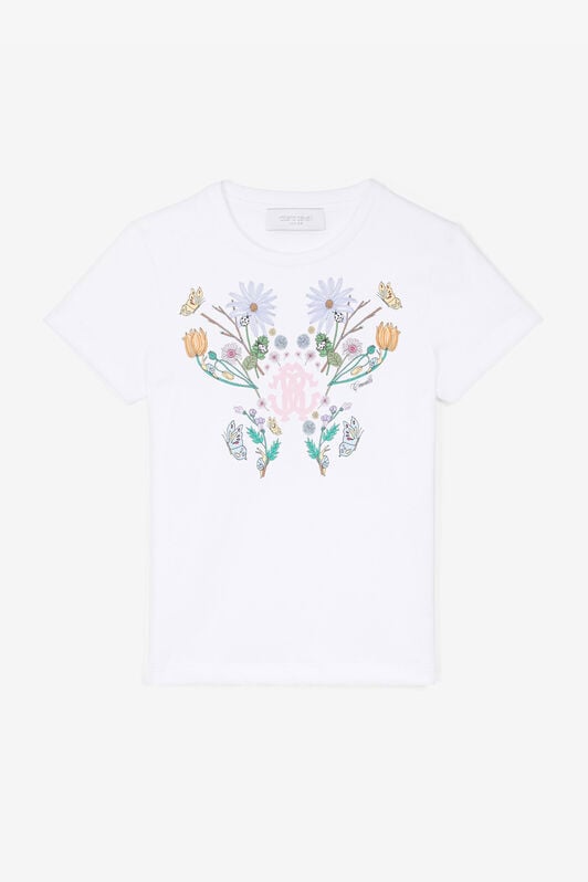 JU T-Shirt mit Blumen-Print JU T-Shirt mit Blumen-Print Weiß RJT60X-JD001