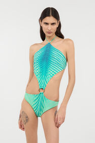 RC Trikini With Optical Glass Print And Snake Ring Light green UKW007-HVN74