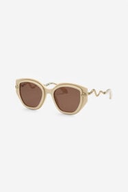 RC Lunettes de soleil larges et féminines sur le devant avec double anneau décoratif SHINY FULL CREAM UALD05-ID200