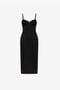 RC Brooch-detail midi dress RC Brooch-detail midi dress Black QWT102-JU003