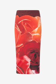 RC Pencil Skirt With Rose Print Red UKT300-LNN48