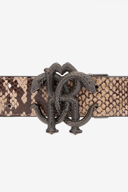 RC Snakeskin Print Logo Belt BLACK/BEIGE QOC00B-PZO35