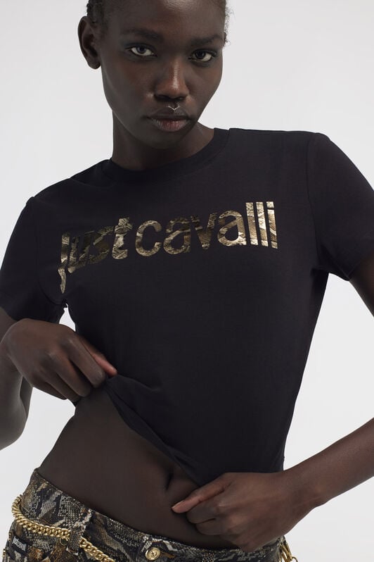 JC Just Cavalli Logo T-Shirt JC Just Cavalli Logo T-Shirt Schwarz RKT861-RK367