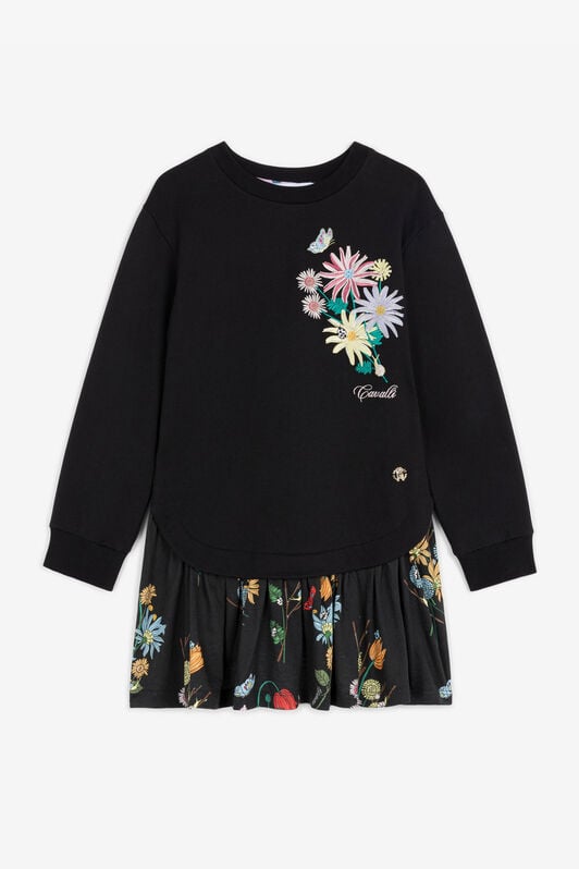 JU Logo And Floral-Embroidered Sweatshirt Dress JU Logo And Floral-Embroidered Sweatshirt Dress Black RJT10N-CF050
