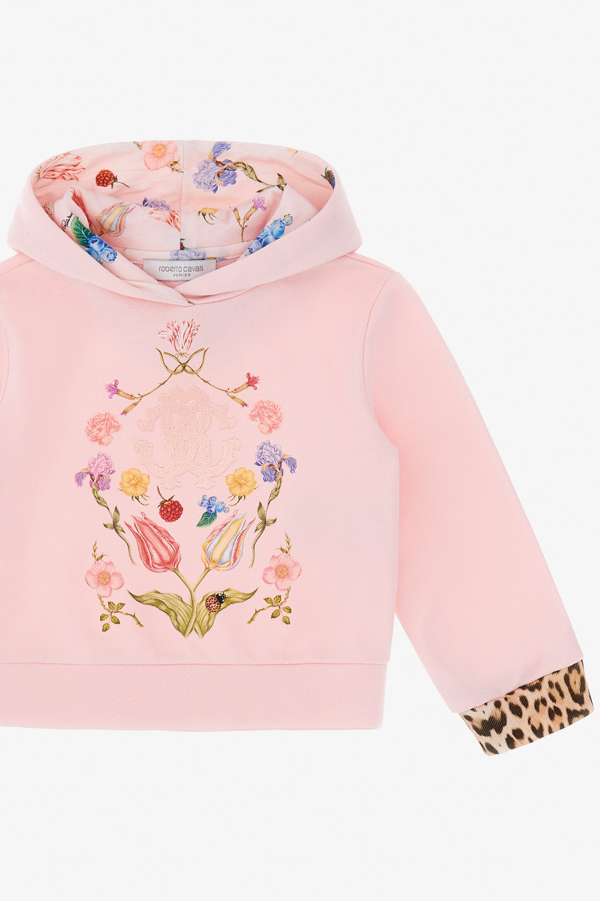 JU Sudadera Con Estampado De Flores, Frutas Y Jaguar Skin JU Sudadera Con Estampado De Flores, Frutas Y Jaguar Skin Rosa TJT682-CF050