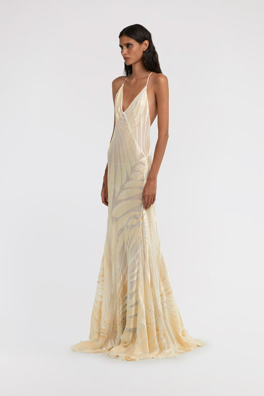 RC Ray Of Gold Print Satin Dress RC Ray Of Gold Print Satin Dress Ivoire TKT109-HLI15