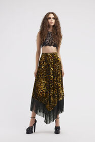 RC Long skirt with fringe Dark brown RKT305-FY058