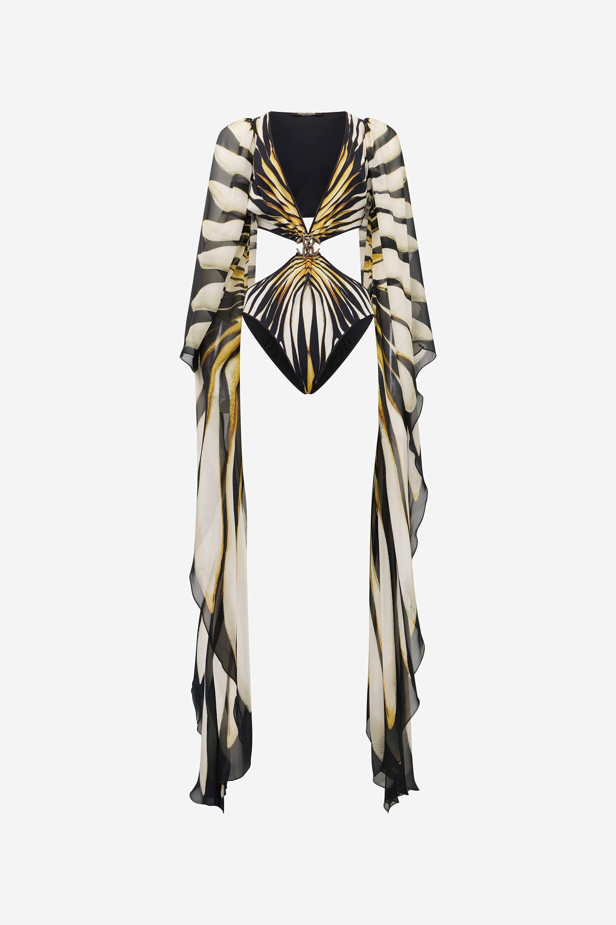 RC Ray Of Gold Print Cut-out One-Piece Swimsuit RC Ray Of Gold Print Cut-out One-Piece Swimsuit Gold TKW002-HVM33