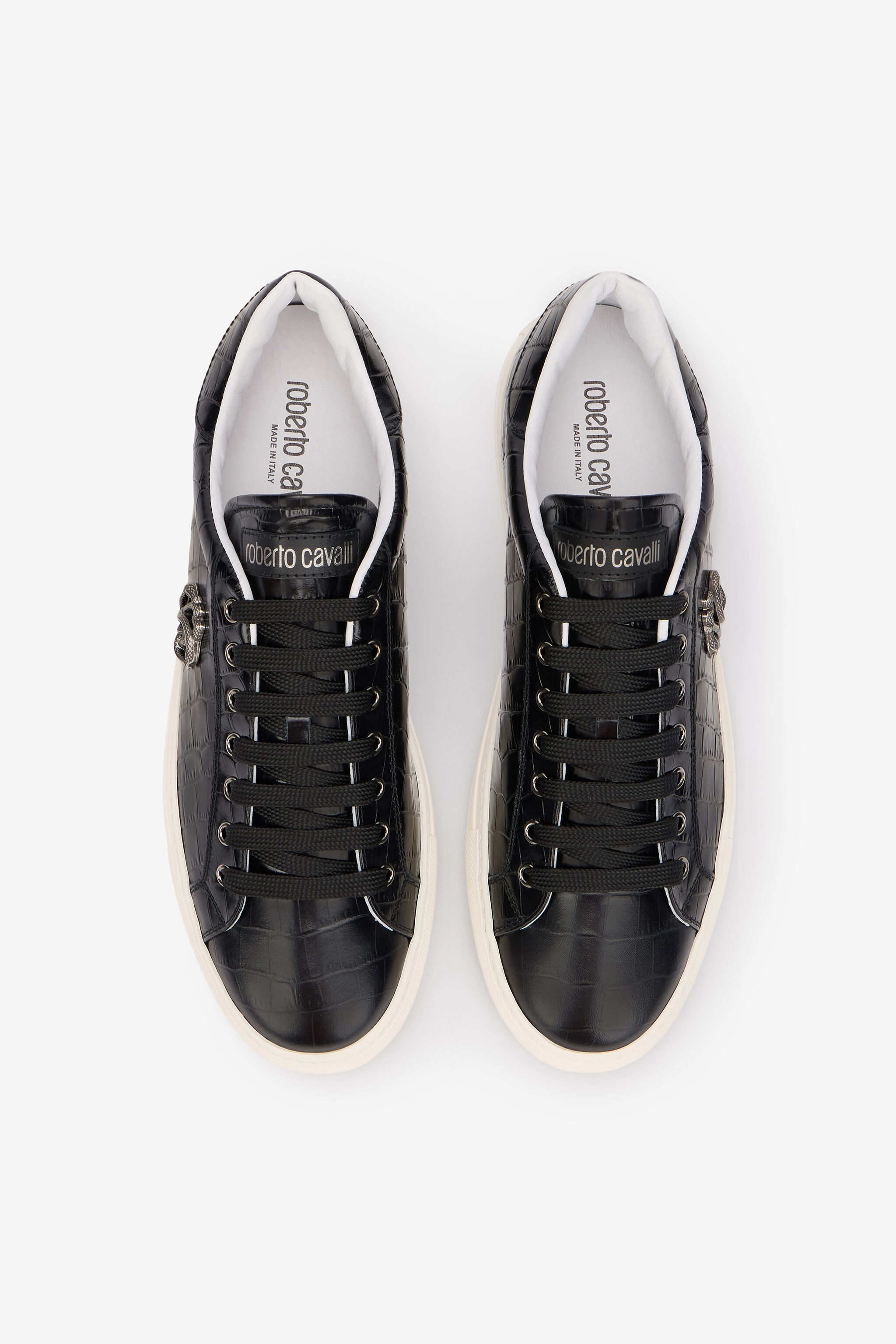 RC Black Croc-Effect Sneaker with Monogram RC RC Black Croc-Effect Sneaker with Monogram RC BLACK QOS00C-PZ577