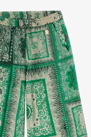 JU Green Baroque Print Trousers Green TJT22P-4QN16
