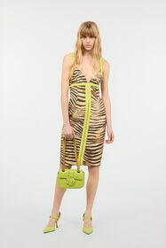 JC Short Dress With Tiger Skin Print Light Brown UFT179-UF245