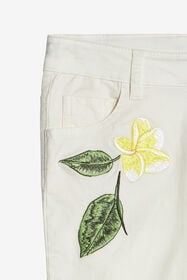 JU Pants With Embroidered Flowers MILKY WHITE UJT23I-CE036