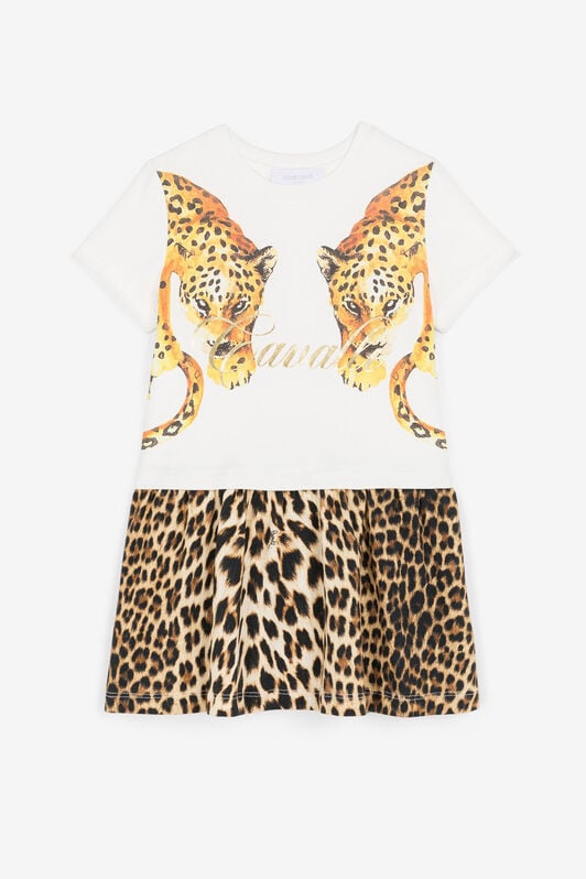 JU Kleid mit Jaguar- und Leoparden-Print JU Kleid mit Jaguar- und Leoparden-Print Weiß OJT168-ISA2J