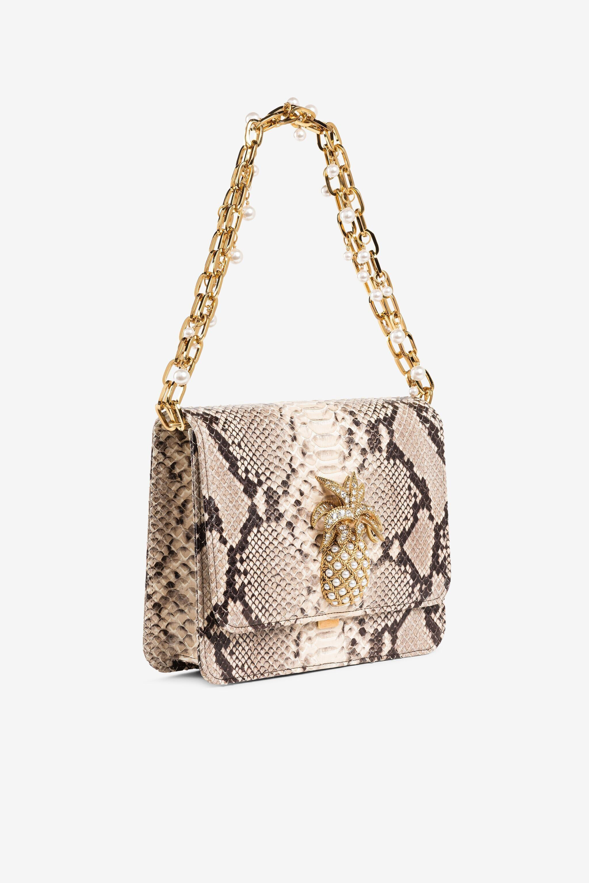 RC Snakeskin-print leather shoulder bag RC Snakeskin-print leather shoulder bag Light Brown QWB001-PR007