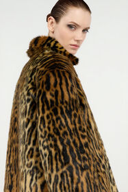RC Leopard Print Faux Fur Coat Brown VWT501-FT002