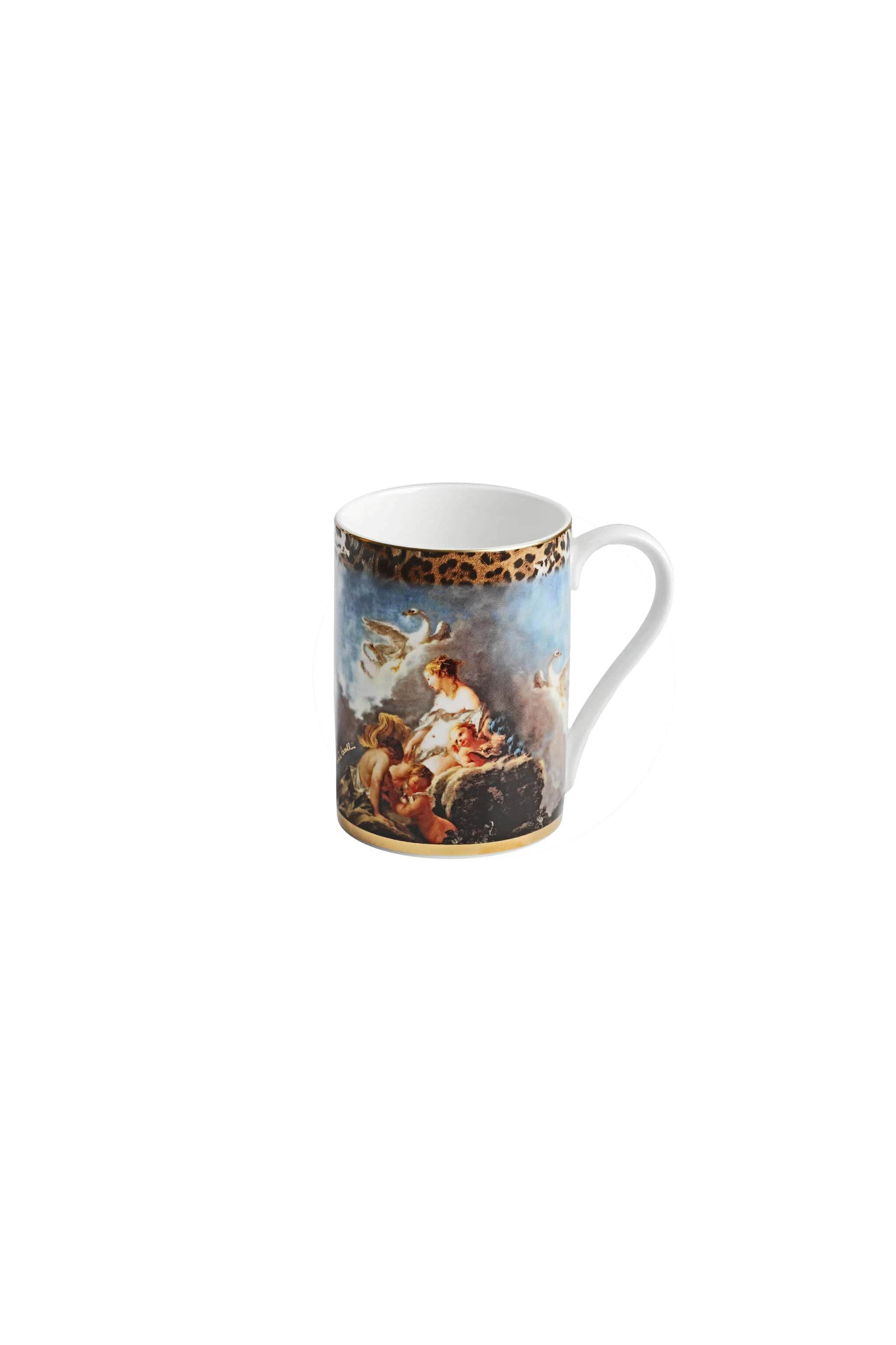 HO Becher aus feinem Knochenporzellan mit Wild Leda-Aufdruck. HO Becher aus feinem Knochenporzellan mit Wild Leda-Aufdruck. VARIANTE UNICA QALA03-IA003