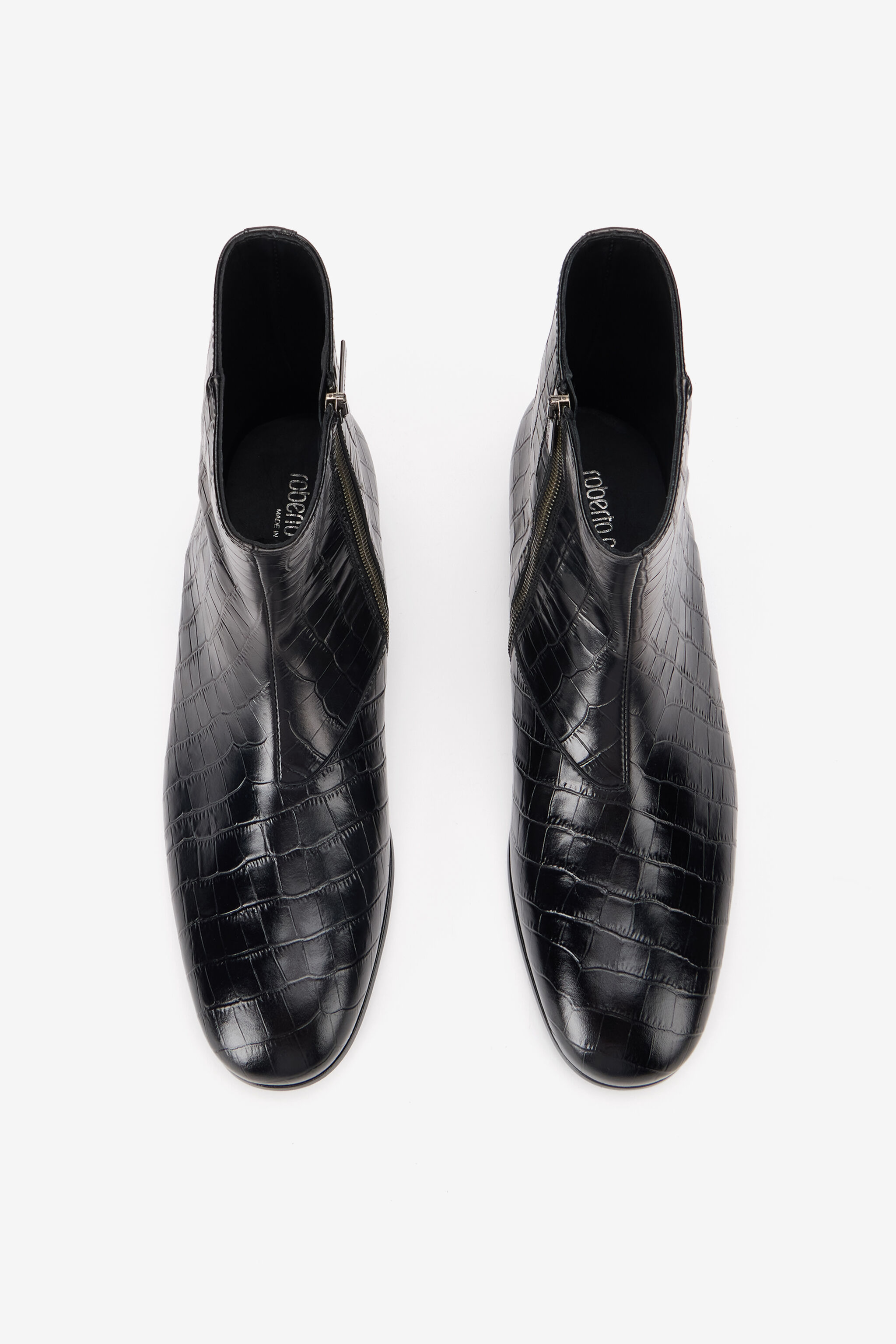 RC Black Ankle Boots Croc-Embossed Finish RC Black Ankle Boots Croc-Embossed Finish COCCO BLACK TOS00B-PZA72