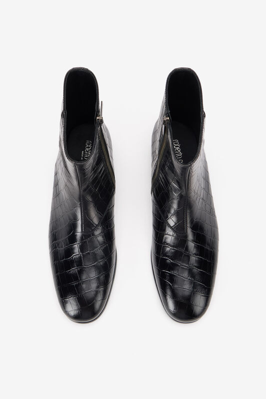 RC Black Ankle Boots Croc-Embossed Finish RC Black Ankle Boots Croc-Embossed Finish COCCO BLACK TOS00B-PZA72
