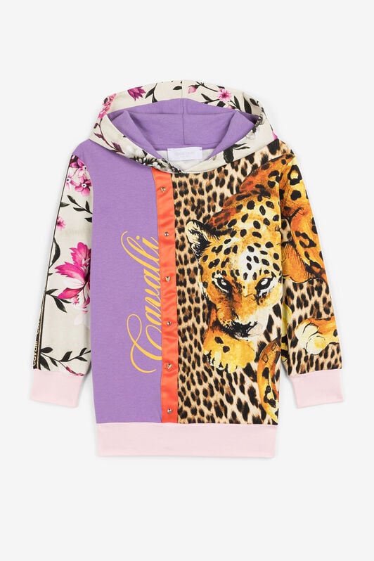 JU Patchwork-Print Hoodie JU Patchwork-Print Hoodie Purple OJT965-ISA2J