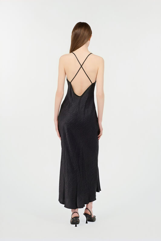 RC Silk Dress With Tiger Skin Pattern BLACK POT10A-2NQ88