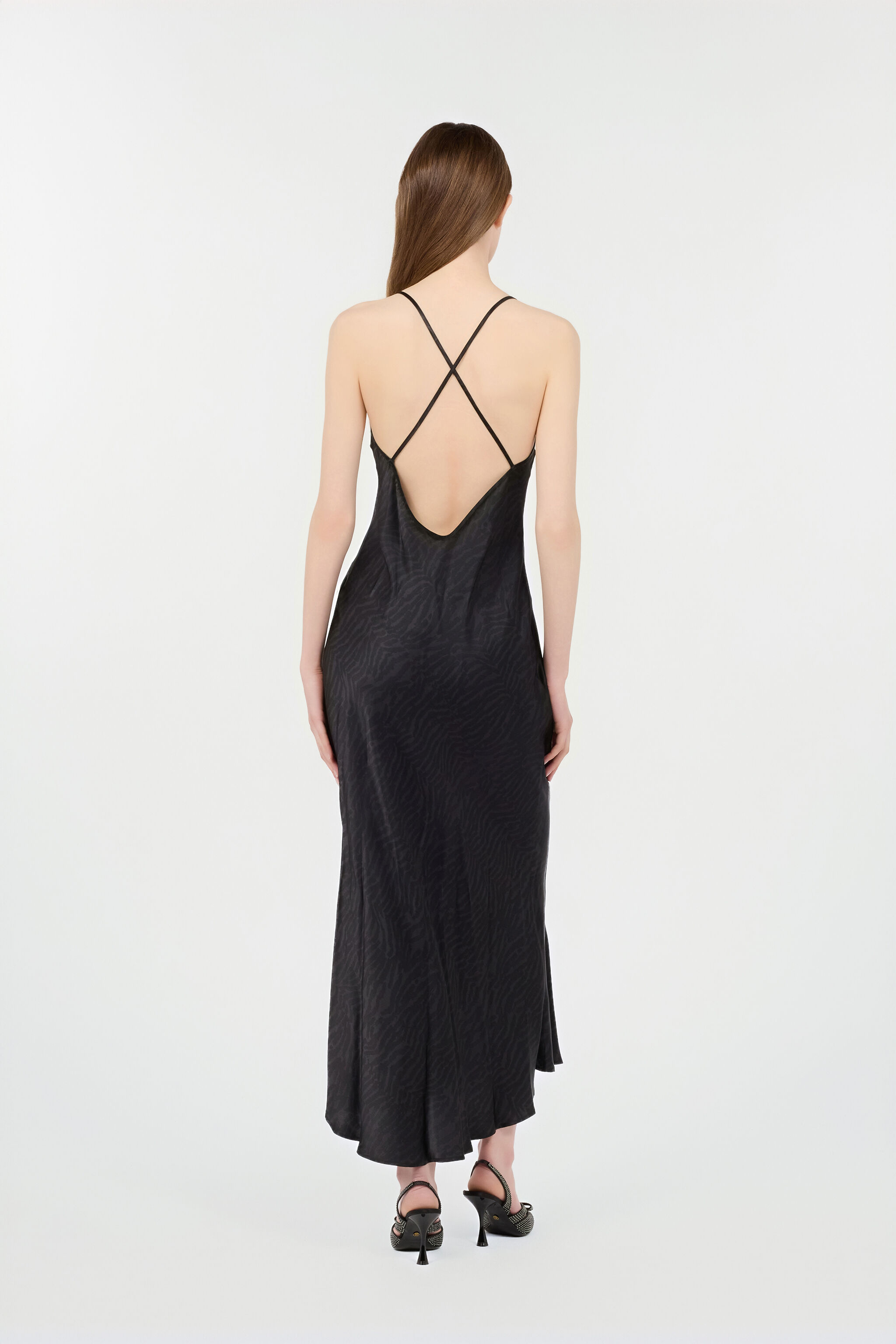 RC Silk Dress With Tiger Skin Pattern BLACK POT10A-2NQ88