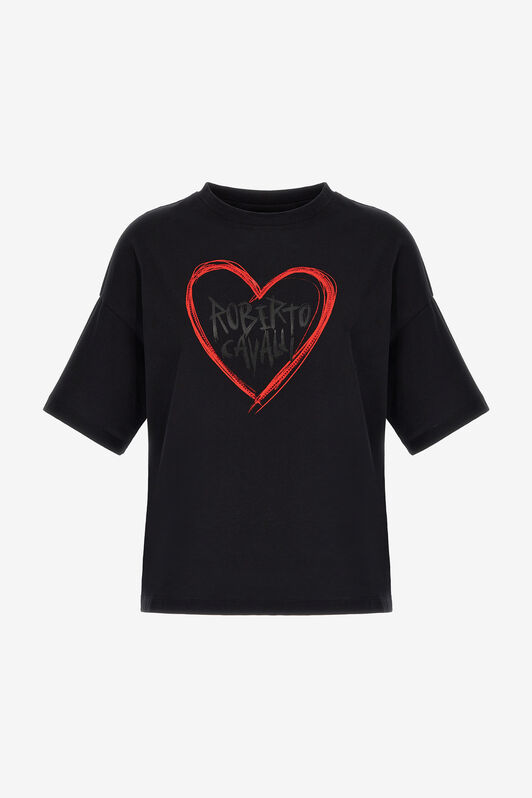 RC Schwarzes T-Shirt mit Herz-Logo Schwarz SKT62C-JD062