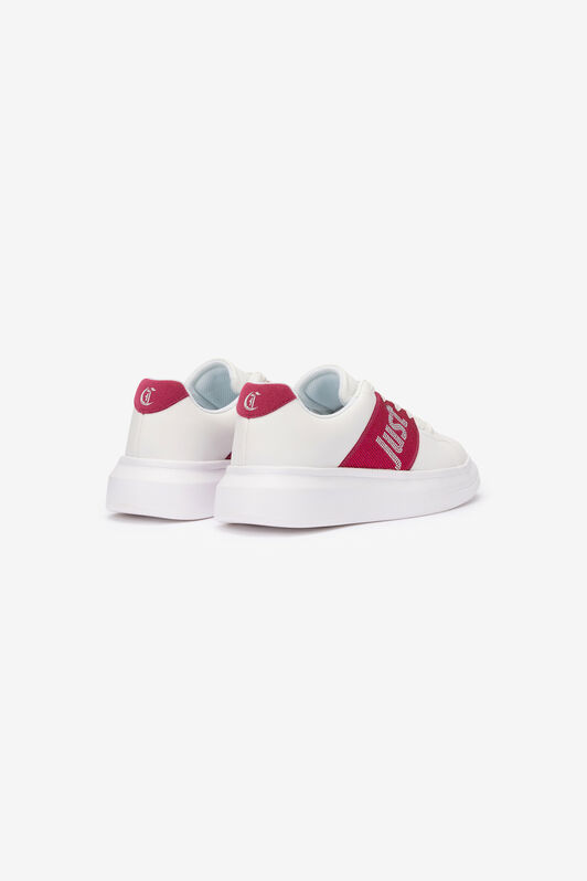 JC White Sneakers With Fuchsia Side Insert JC White Sneakers With Fuchsia Side Insert WHITE VFS078-VF606