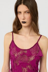 RC Top with Destroyed-Effect Lace CYCLAMEN XWT605-GG010