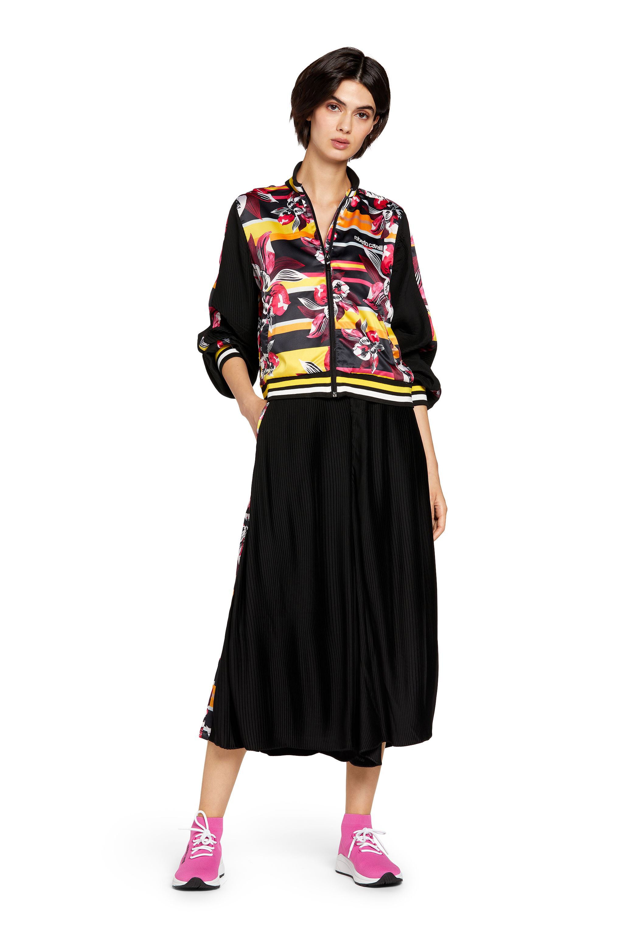 UG Floral-Print Pleated Culottes BLACK IYY02G-RD038