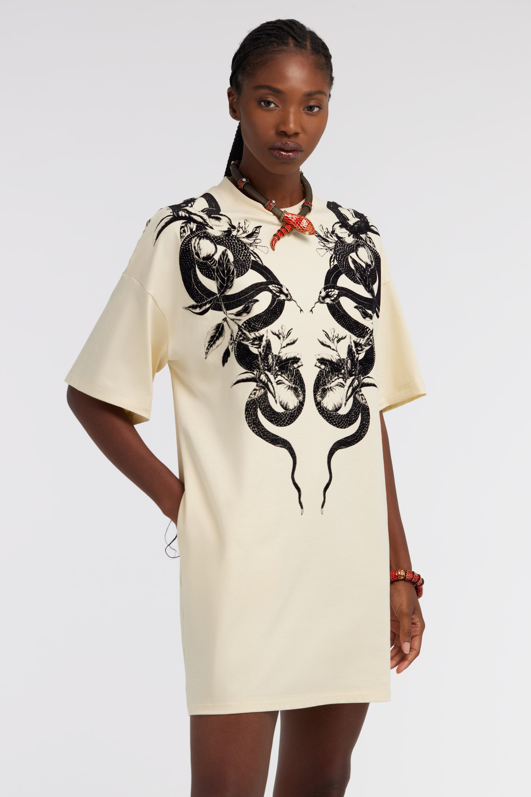 RC Snake print t-shirt dress RC Snake print t-shirt dress Elfenbein SKT12B-JD062
