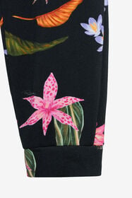 JU Pantalon fleuri en coton BLACK VJT23B-5OP32