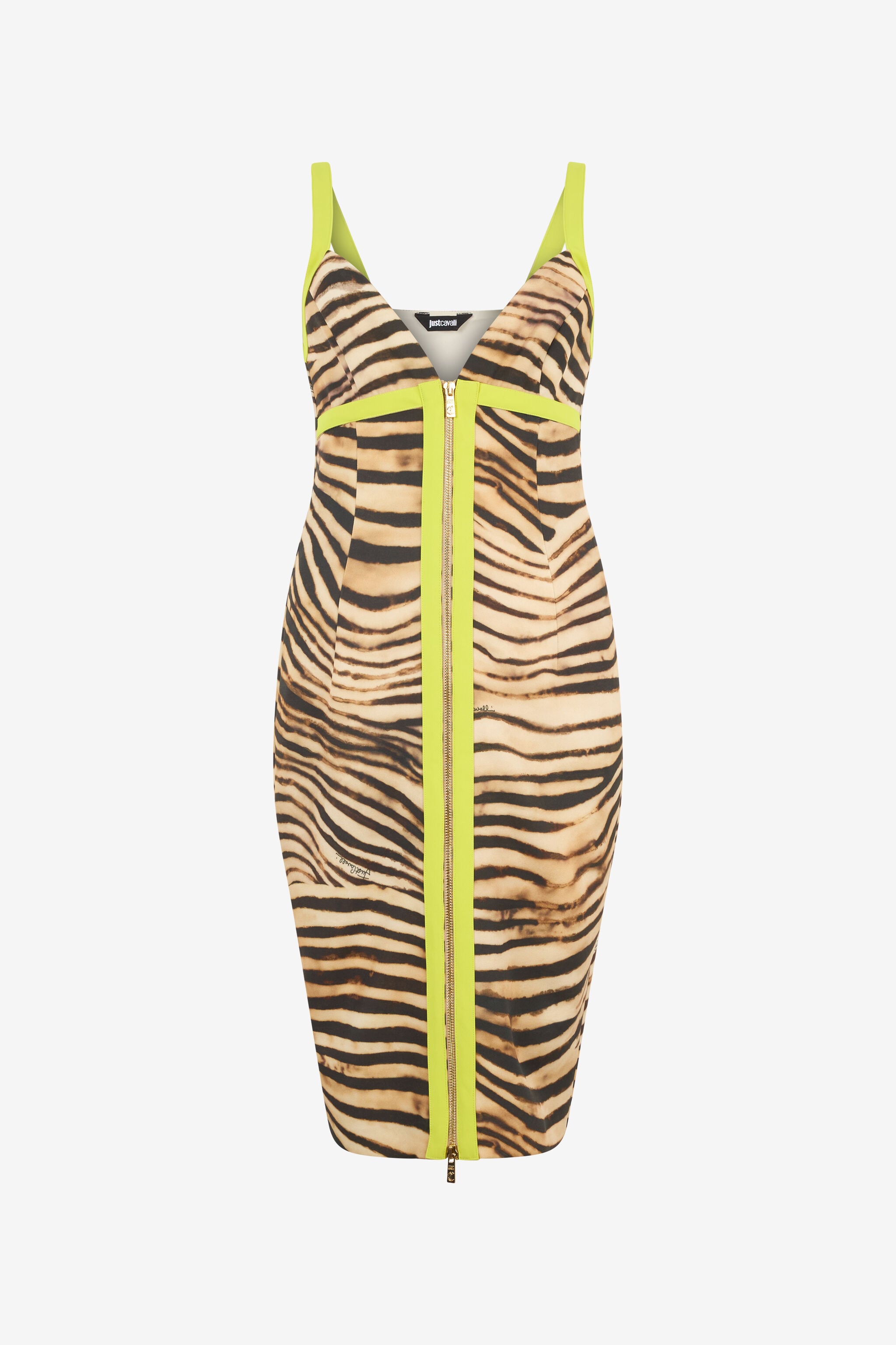 JC Short Dress With Tiger Skin Print Light Brown UFT179-UF245